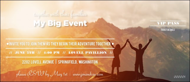 Outdoors Wedding VIP Pass Product Front