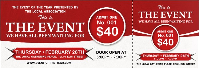 Red Event Ticket Product Front