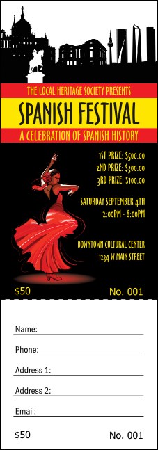Spanish Festival Raffle Ticket Product Front