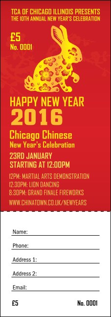 Chinese New Year Rabbit Raffle Ticket Product Front