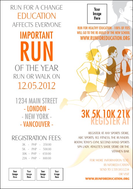 Run for a Cause Orange Postcard Mailer