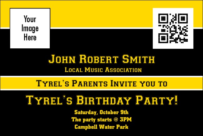 Sports Ticket Black & Yellow Economy Event Badge Product Front