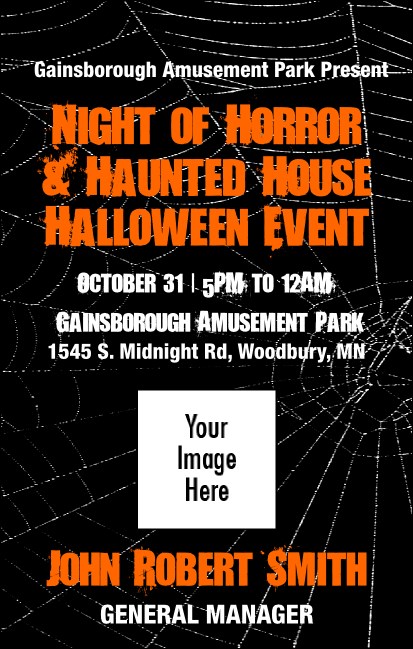 Spider Web VIP Event Badge Medium Orange Black Product Front