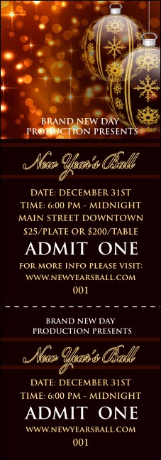 Golden Ornament Event Ticket Product Front