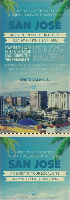 San Jose Event Ticket Product Front