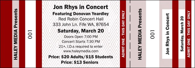 Dark Red Landscape General Admission Ticket Product Front