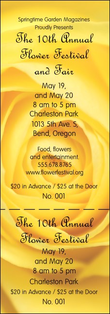 Yellow Rose Event Ticket Product Front