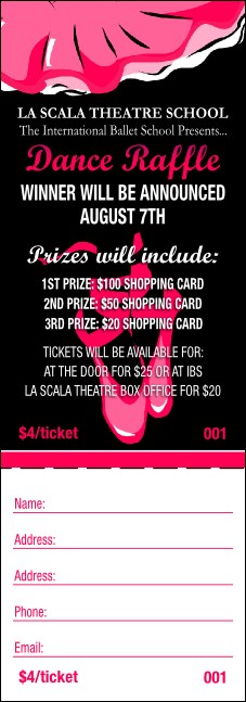 Dance Recital Raffle Ticket Product Front