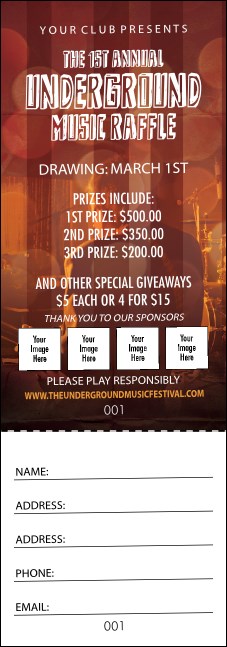 Alternative Music Raffle Ticket Product Front