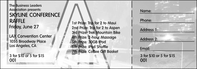 Los Angeles Raffle with stub (Black and white)