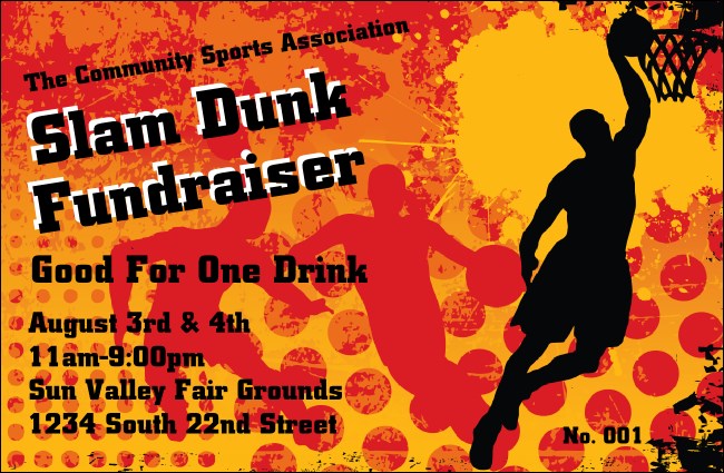 Basketball Dunk Drink Ticket Product Front