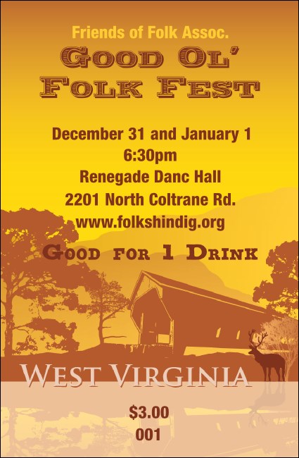 West Virginia Drink Ticket Product Front