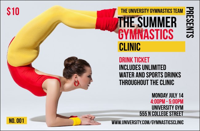 Retro Gymnastics Drink Ticket Product Front