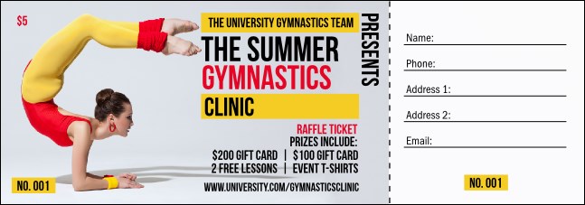 Retro Gymnastics Raffle Ticket Product Front