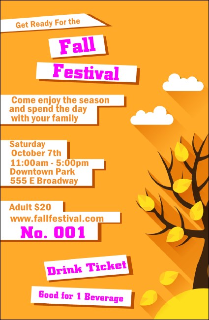 Fall Cut Paper Drink Ticket Product Front