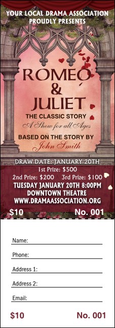 Romeo and Juliet Raffle Ticket Product Front