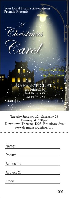 Christmas Carol Raffle Ticket Product Front